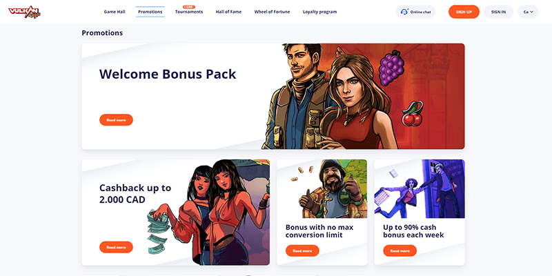 Vulkan Vegas: hot μπόνους και συναρπαστικά παιχνίδια